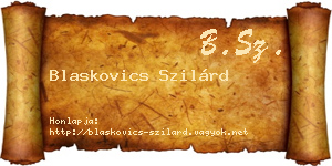 Blaskovics Szilárd névjegykártya